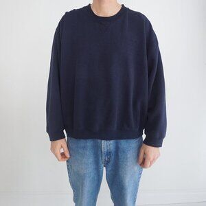 Vintage Cherokee Navy Cotton Blend Boxy Fit Crewneck Sweater XL